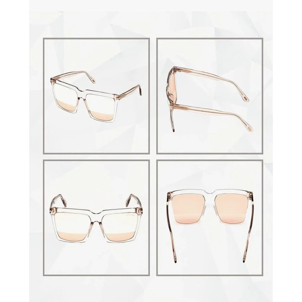 Tom‎ Ford FT0763 57G Maxim Square Sunglasses Champagne Brown Gradient Womens